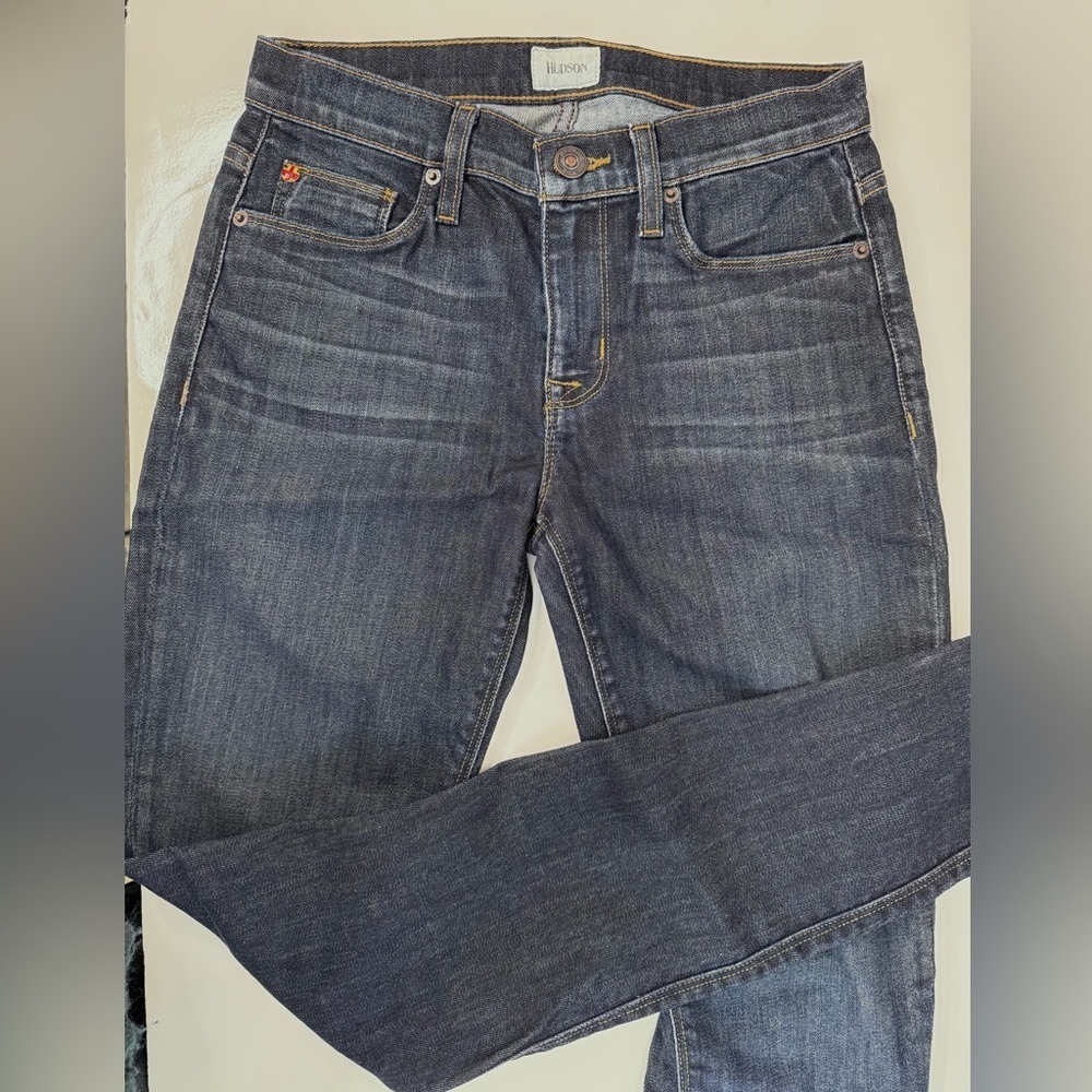 HUDSON Nico Midrise Size 26 Waist 32” Super Skinny Denim Dark Wash Blue Jeans - Picture 8 of 13